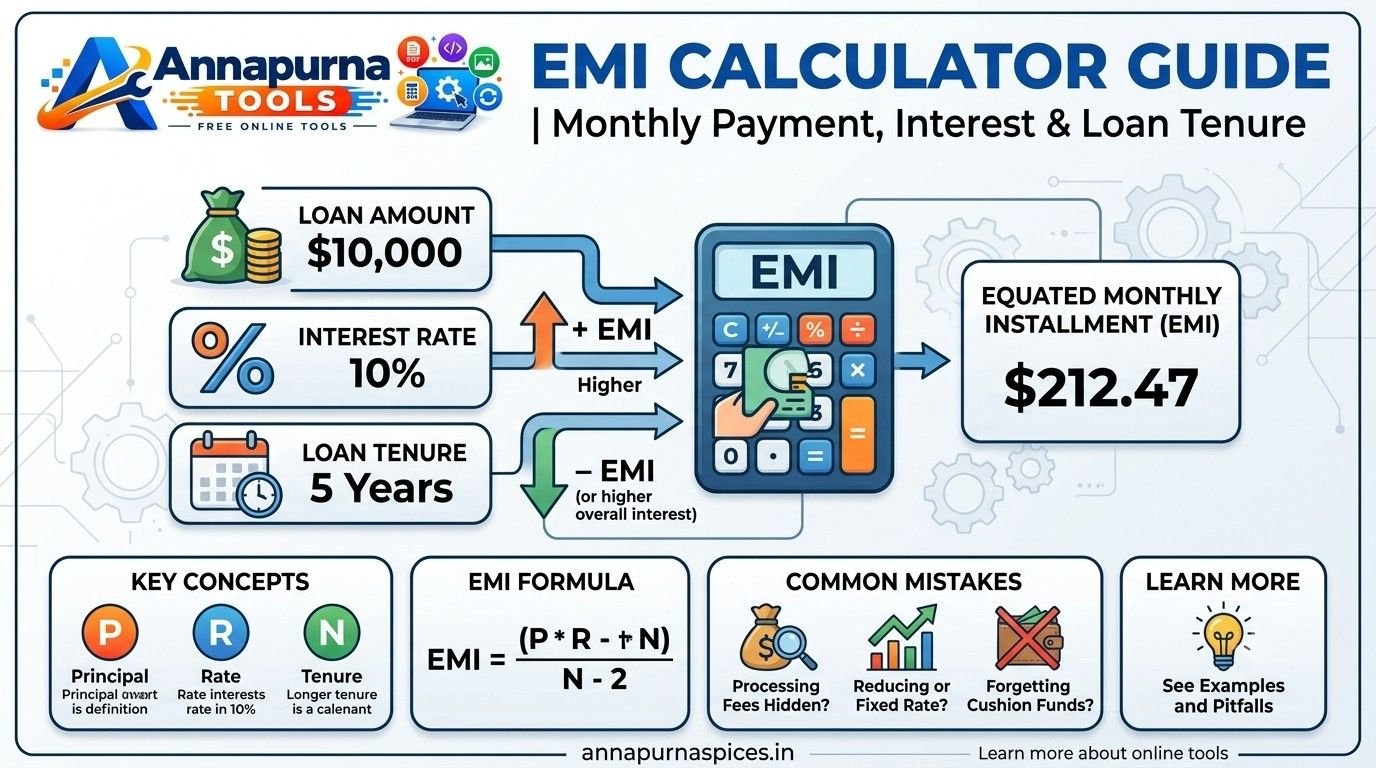EMI Calculator Guide | Monthly Payment, Interest & Loan Tenure